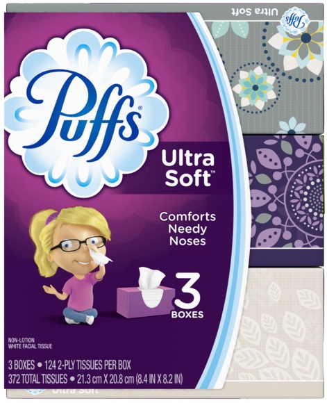 Puffs Ultra Soft Non Lotion Facial Tissue, 372 count per pack -- 8 per case.