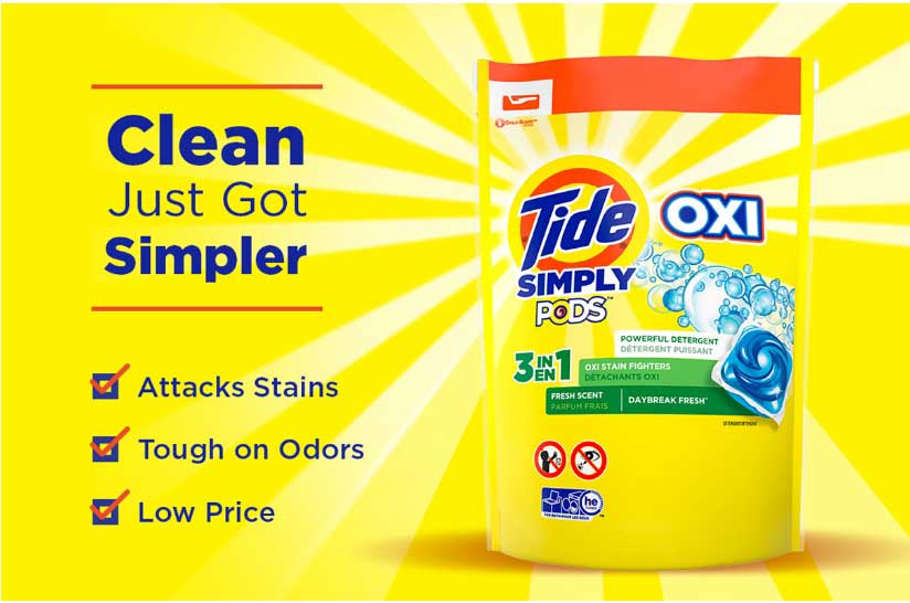 Tide Simply Pods 3 in 1 Daybreak Fresh Oxi Stain cheapest Fighter. bulk lot wholesale