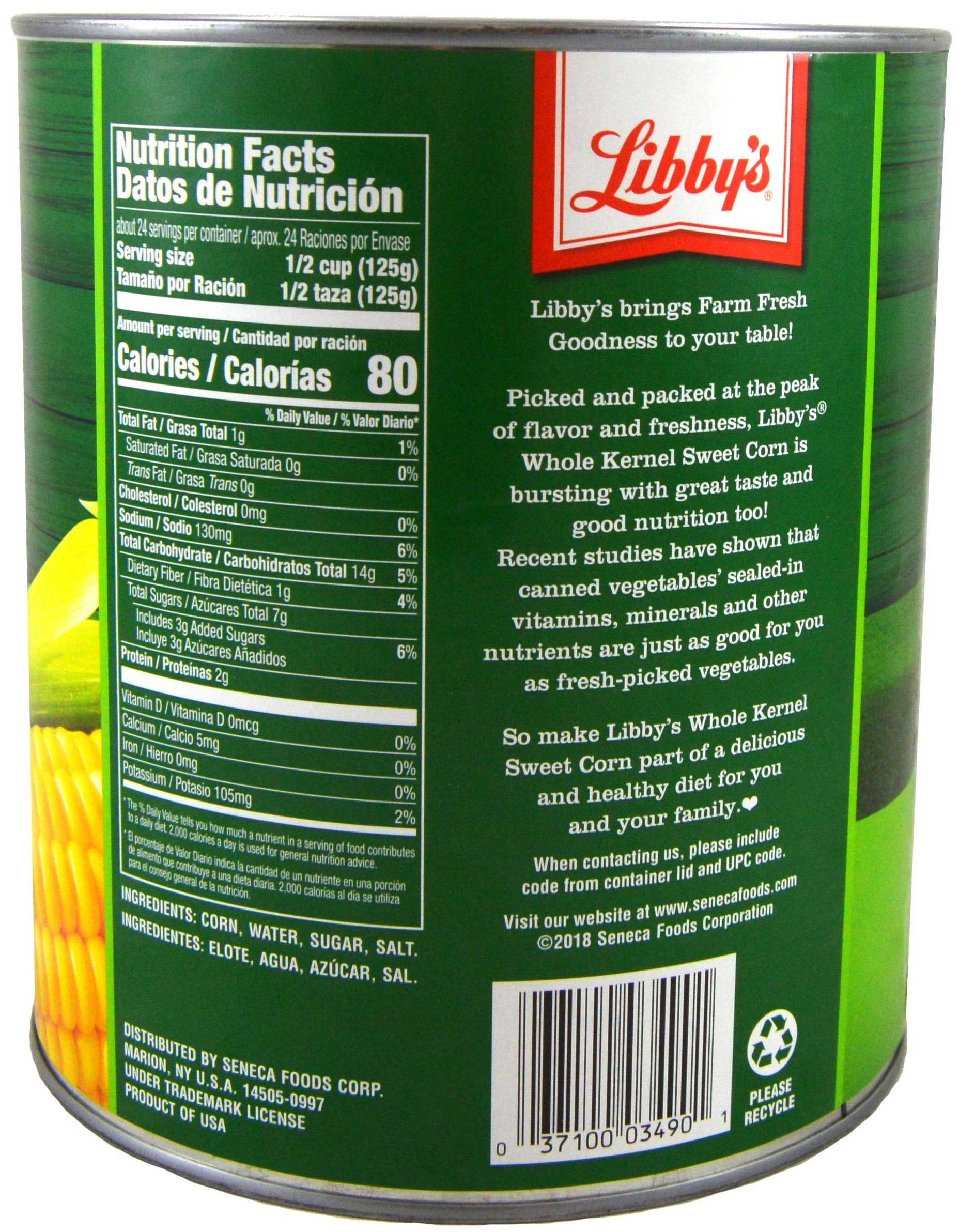 Libby's Low Sodium Whole Kernel Sweet Corn, 106 Ounce -- 6 Per Case