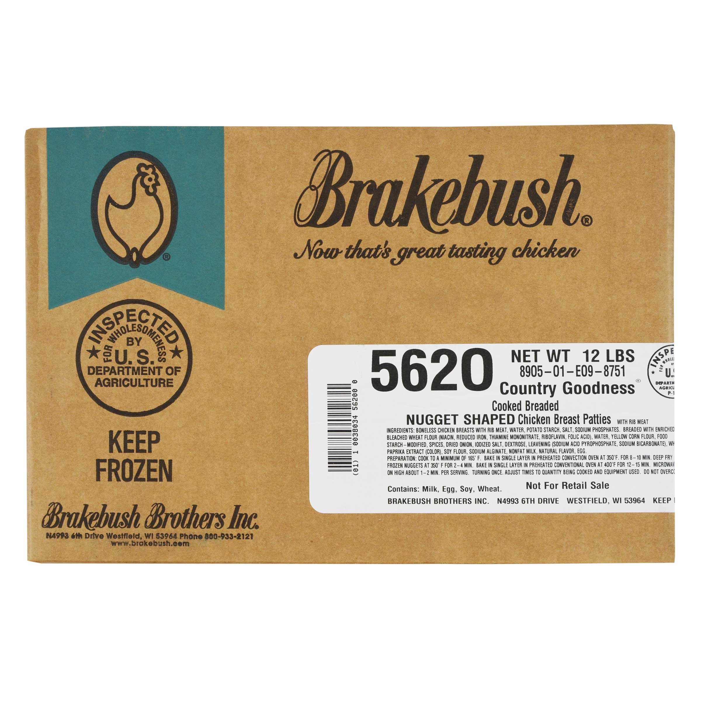 Brakebush Chicken Breast Nuggets, 6 Pound -- 4 Per Case
