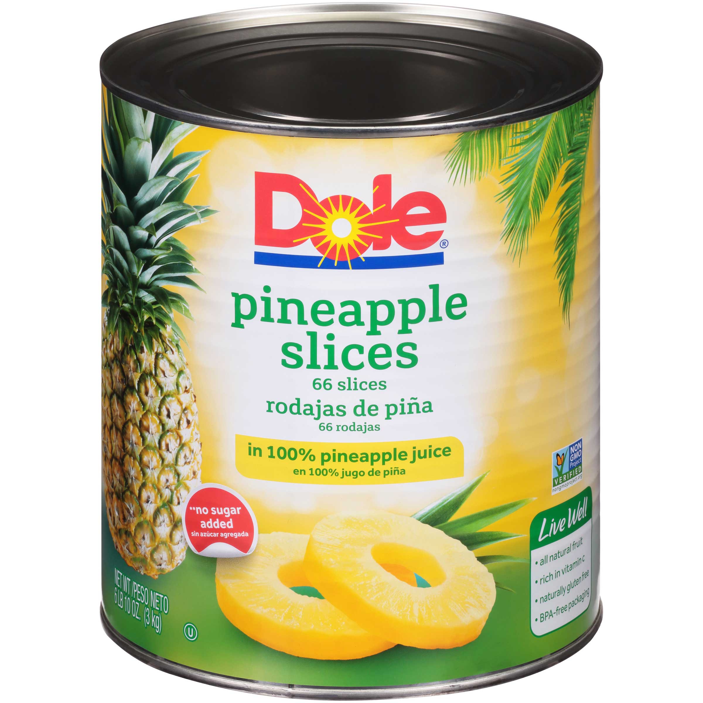 Dole Pineapple Slices Choice In Juice, 107 Ounce 6 per case.