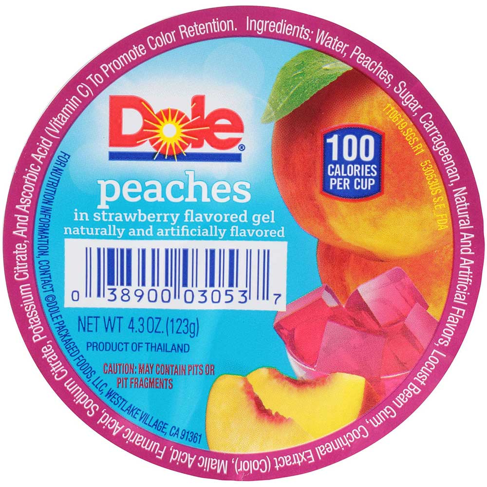 Dole Peach In Strawberry Gel, 4.3 Ounce -- 36 Case