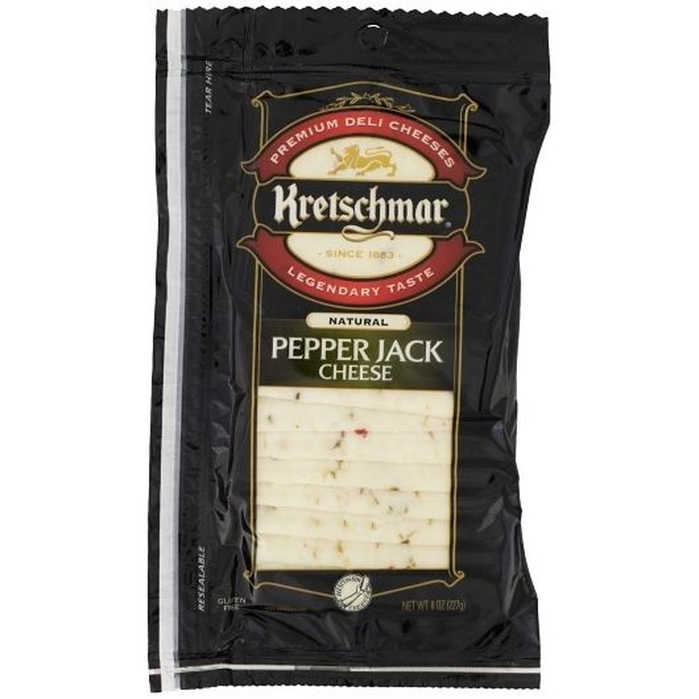 Kretschmar Sliced Pepper Jack Cheese, 8 Ounce - 12 per case