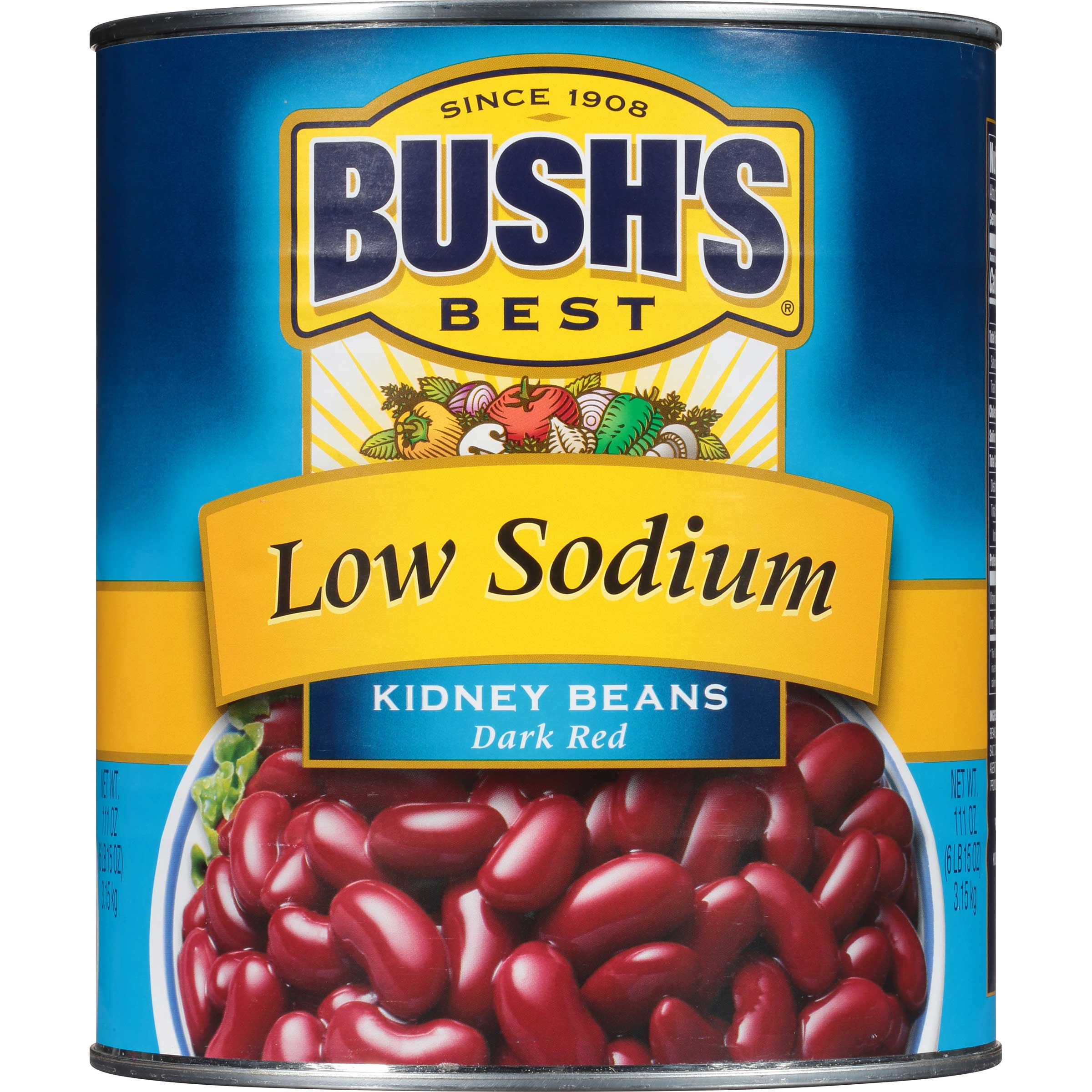 Bushs Best Low Sodium Dark Red Kidney Beans, 111 Ounce -- 6