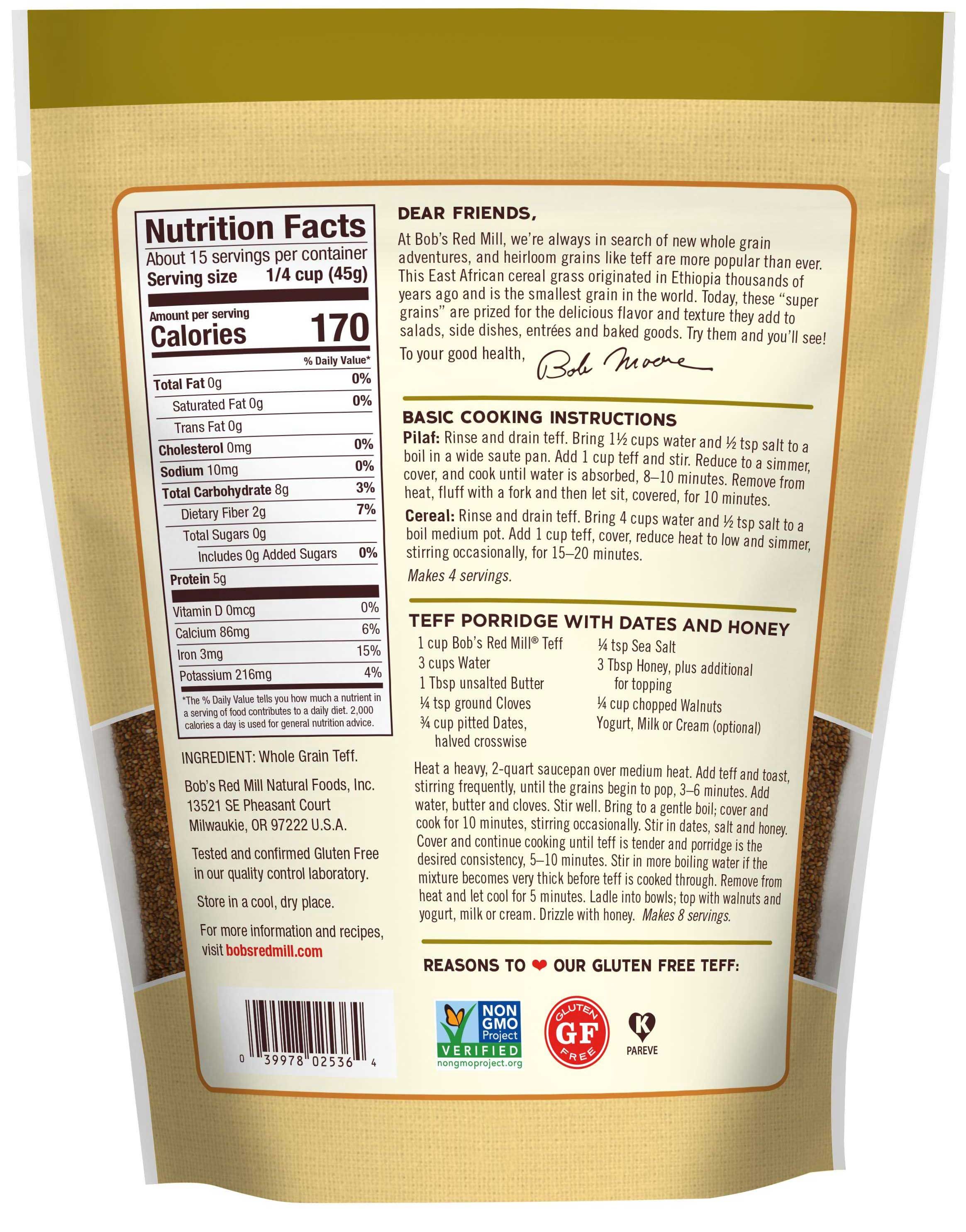 Bob's Red Mill Whole Grain Teff, 24 Ounce -- 4 Per Case