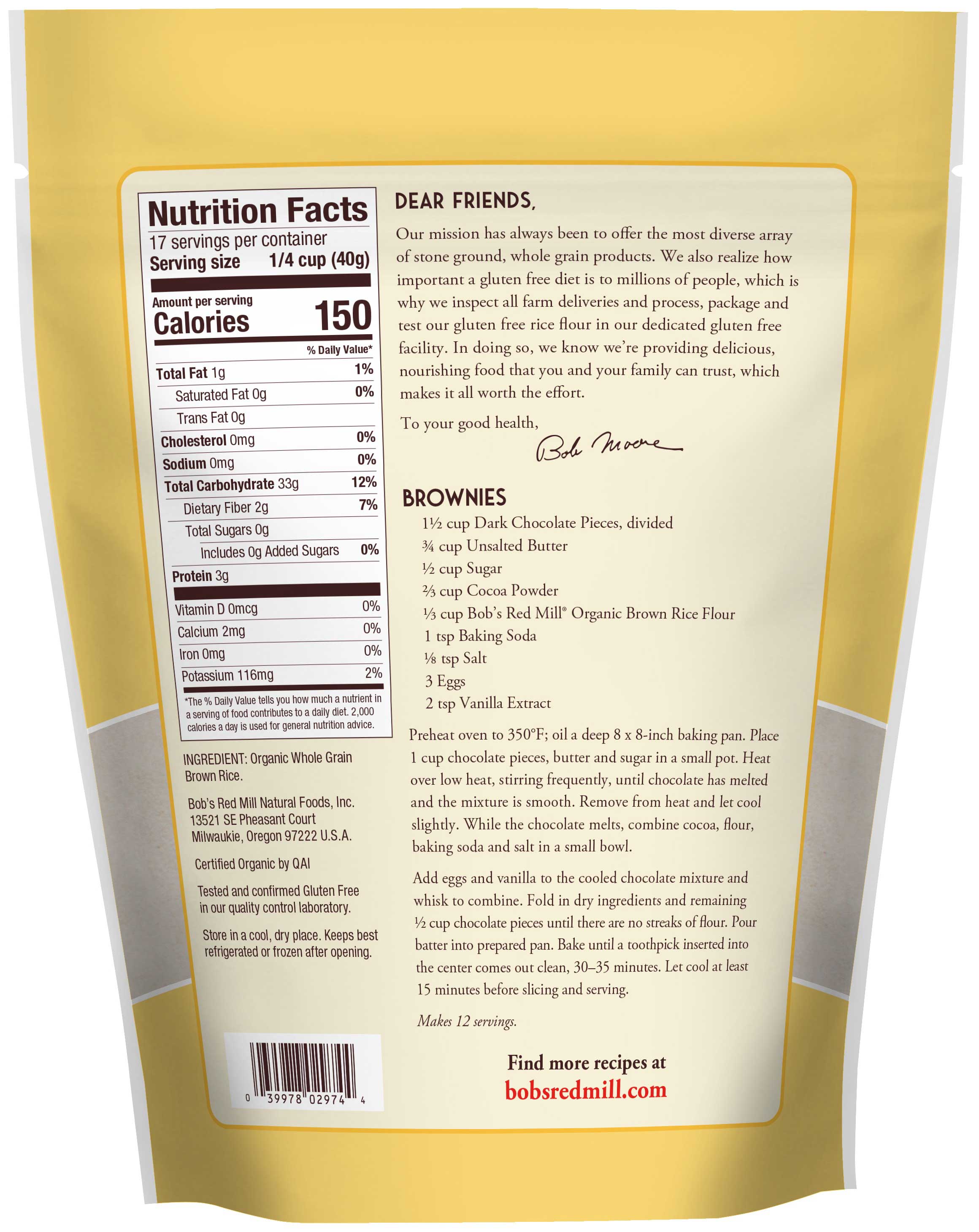 Bob's Red Mill Organic Brown Rice Flour, 24 Ounce -- 4 Per Case