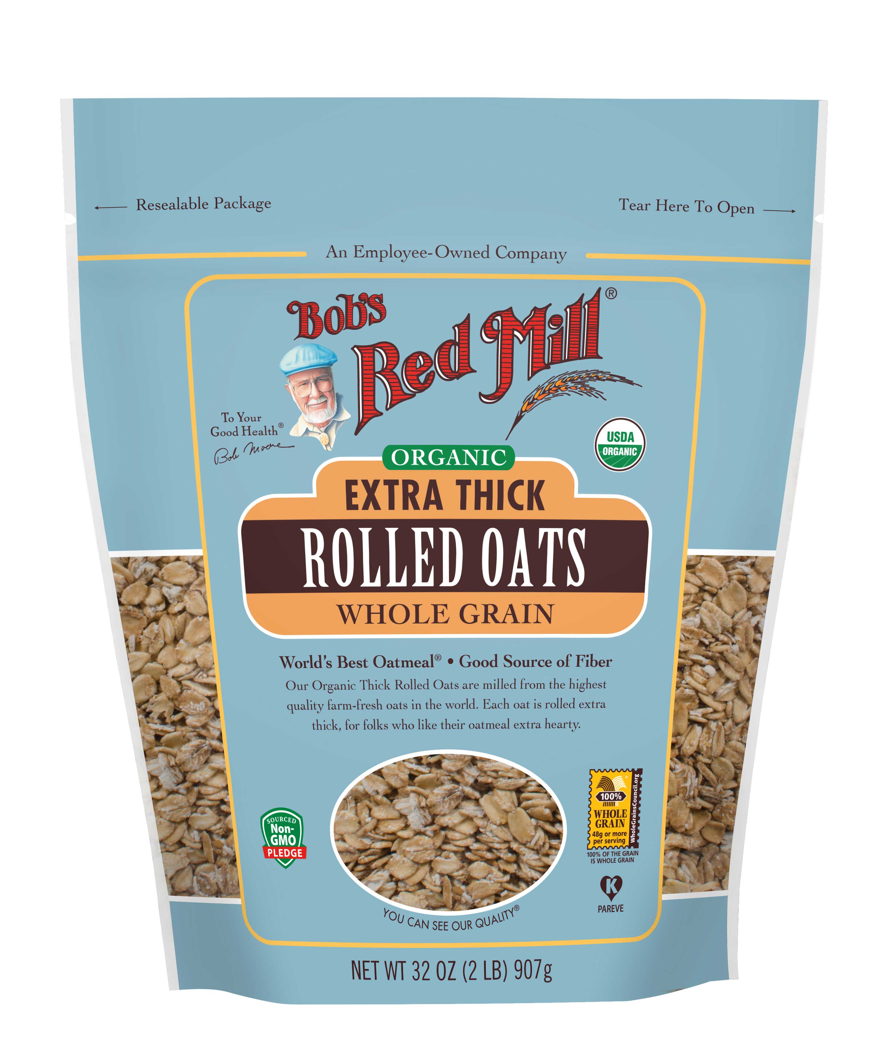 Bob's Red Mill Organic Extra Thick Rolled Oats, 32 Ounce -- 4 Per Case