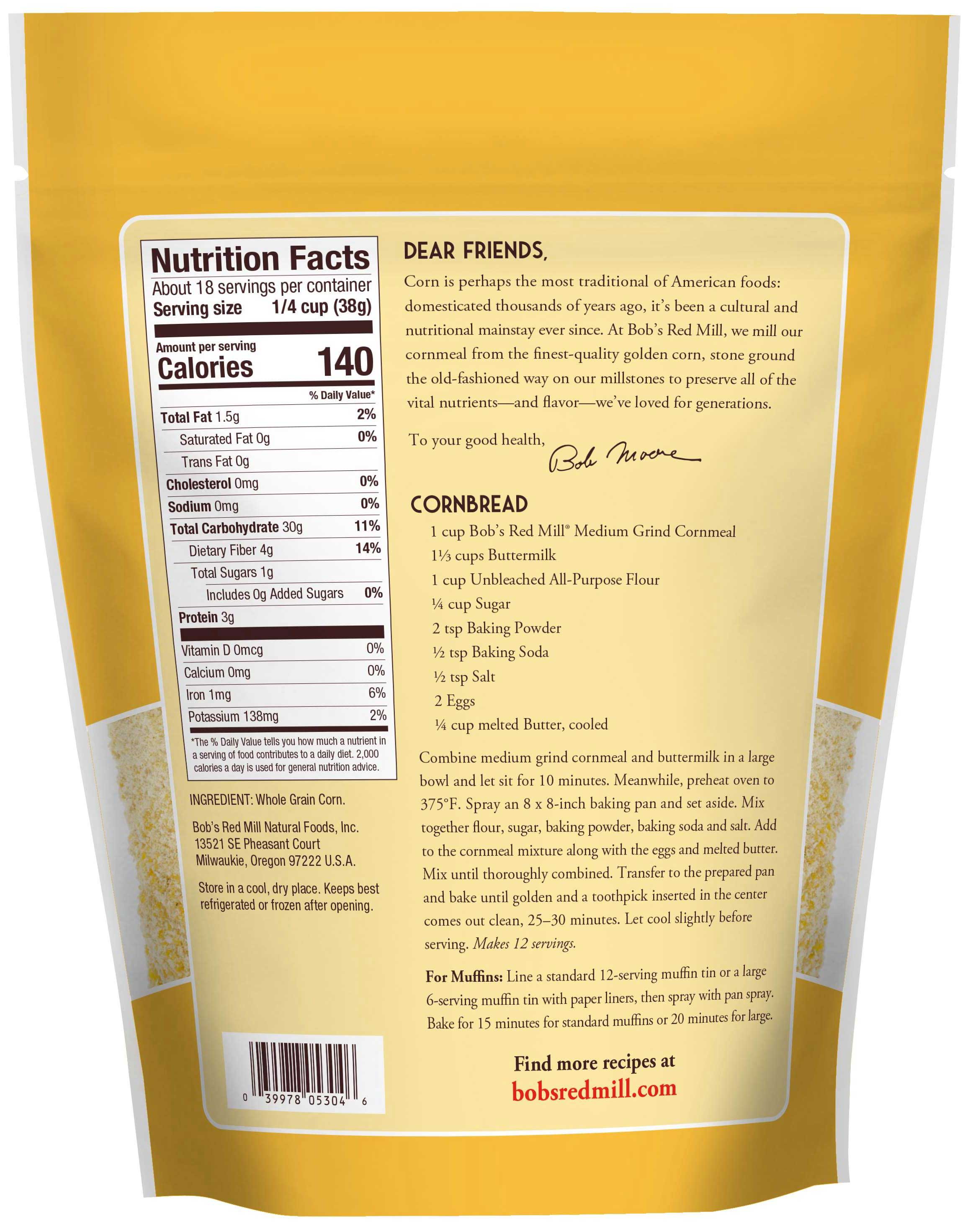Bob's Red Mill Medium Grind Cornmeal, 24 Ounce -- 4 Per Case