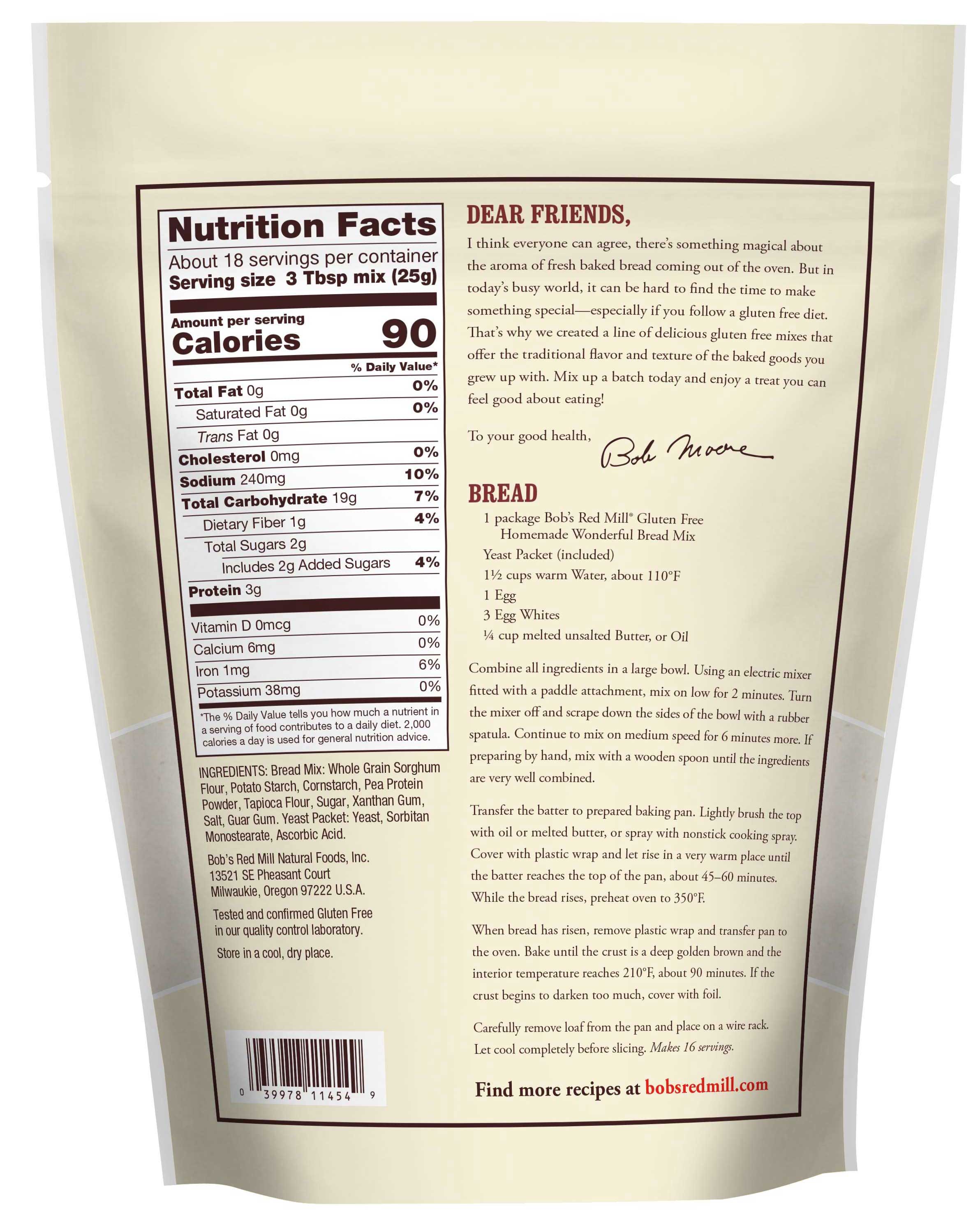 Bob's Red Mill Gluten Free Homemade Wonderful Bread Mix, 16 Ounce -- 4 Per Case
