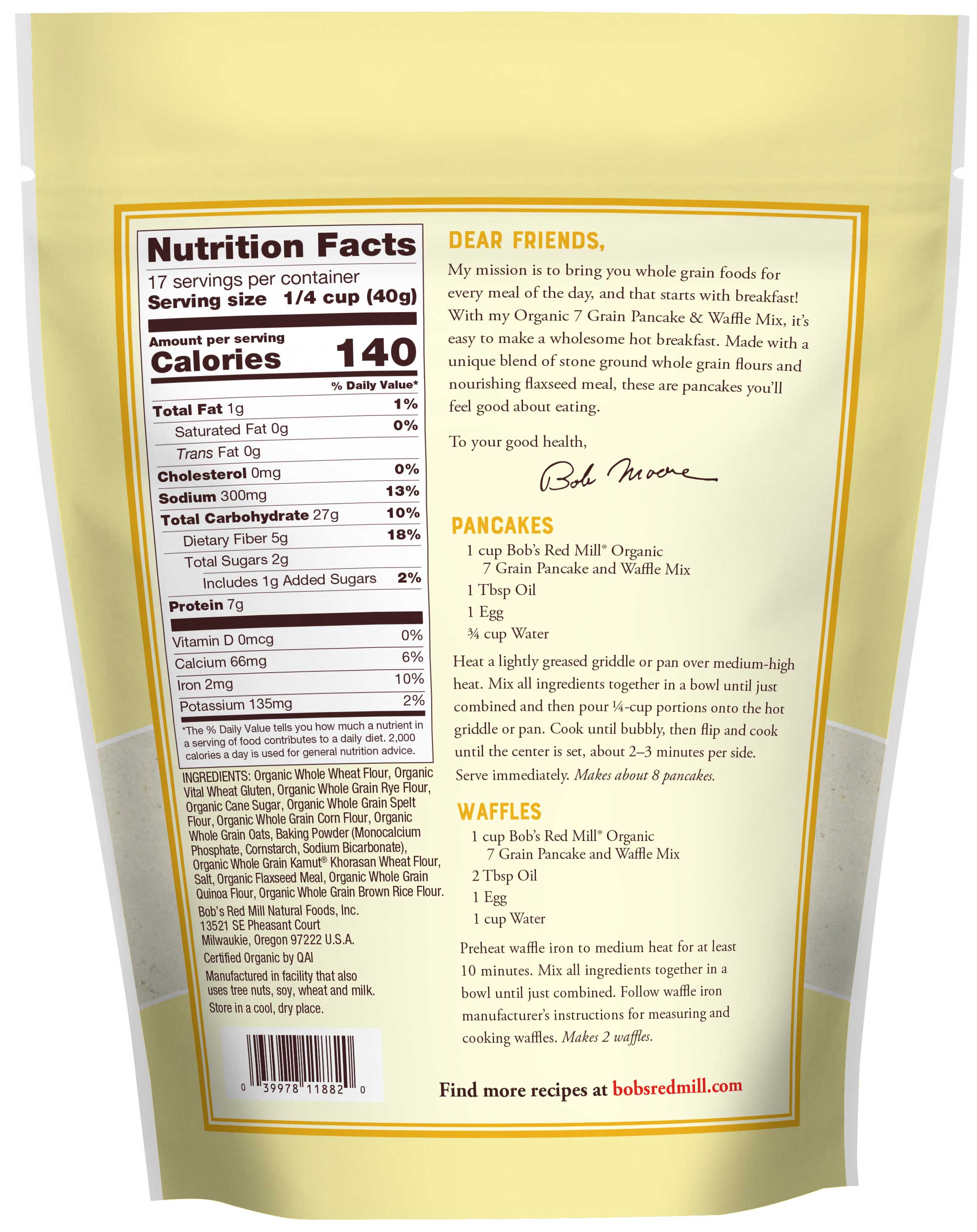 Bobs Red Mill Organic Pancake and Waffle Mix Case