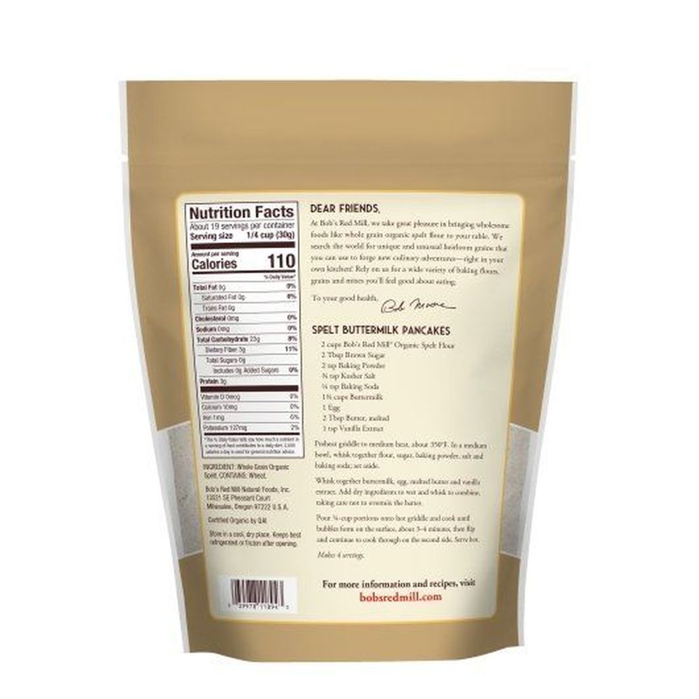 Bob's Red Mill Organic Spelt Flour, 20 Ounce -- 4 Per Case