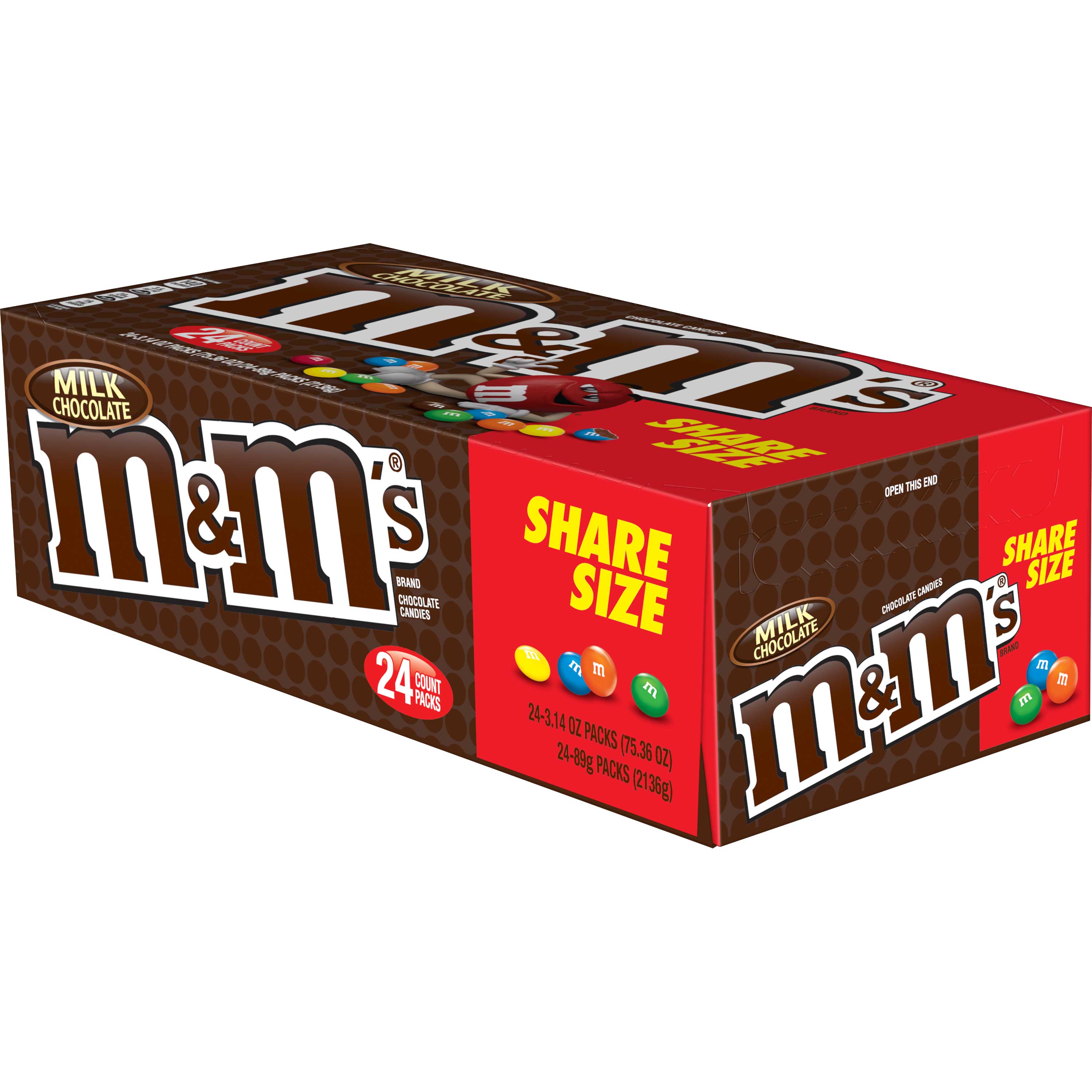 M and Ms Milk Chocolate King Size Candy -- 144 per case.