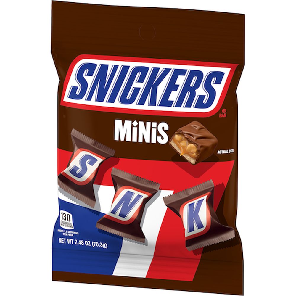 Snickers Miniatures Chocolate Bar, Peg Pack, 2.48 Ounce -- 12 Per Case