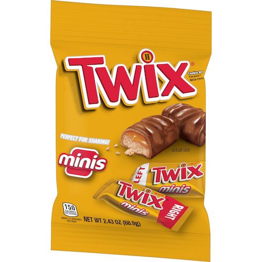 Twix Mini Caramel Milk Chocolate Cookie Bar, Peg Pack, 2.43 Ounce -- 10 Per Case