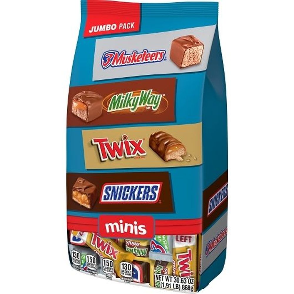 Mixed Variety Miniature Chocolate Candy, Jumbo Pack, 30.63 Ounce Stand Up Pouch -- 4 Per Case