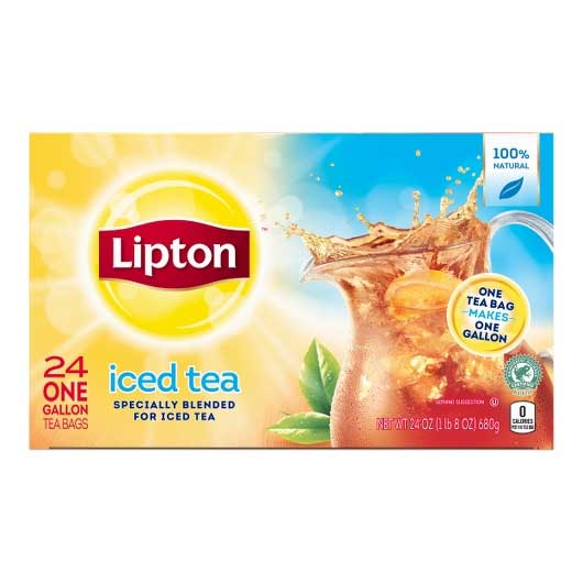 Lipton Black Iced Tea Bags Unsweetened, 1 gallon, Pack of 24 -- 4 per case
