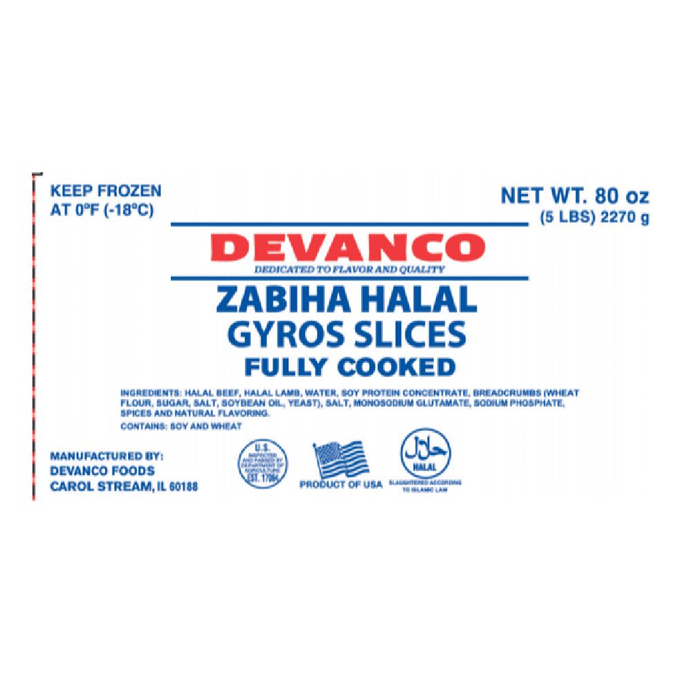 Devanco Fully Cooked Halal Gyro Slices Case FoodServiceDirect