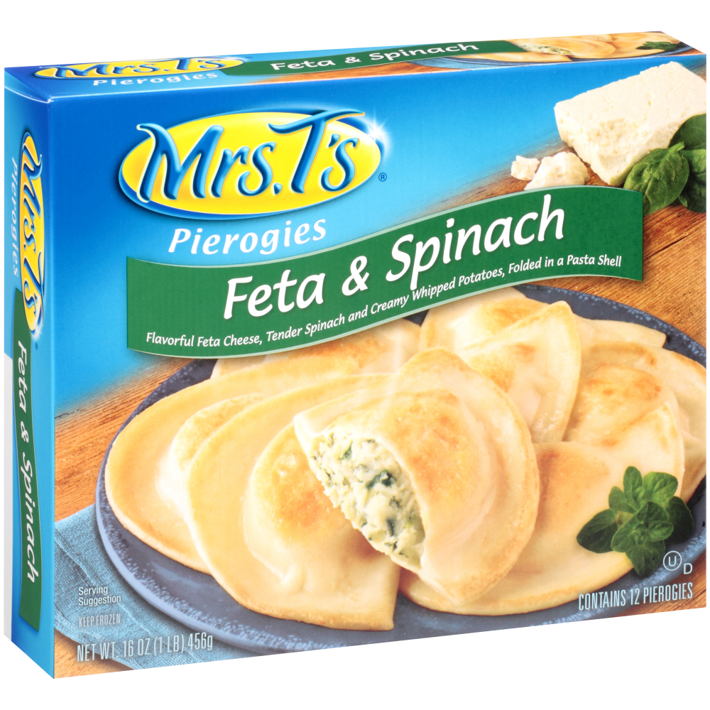 Mrs Ts Feta and Spinach Pierogies, 16 Ounce -- 12 per case.