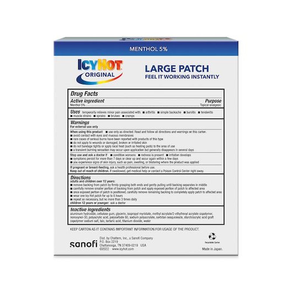 Icy Hot Medicated Patch For Back And Large Areas, 5 Count -- 24 Per Case