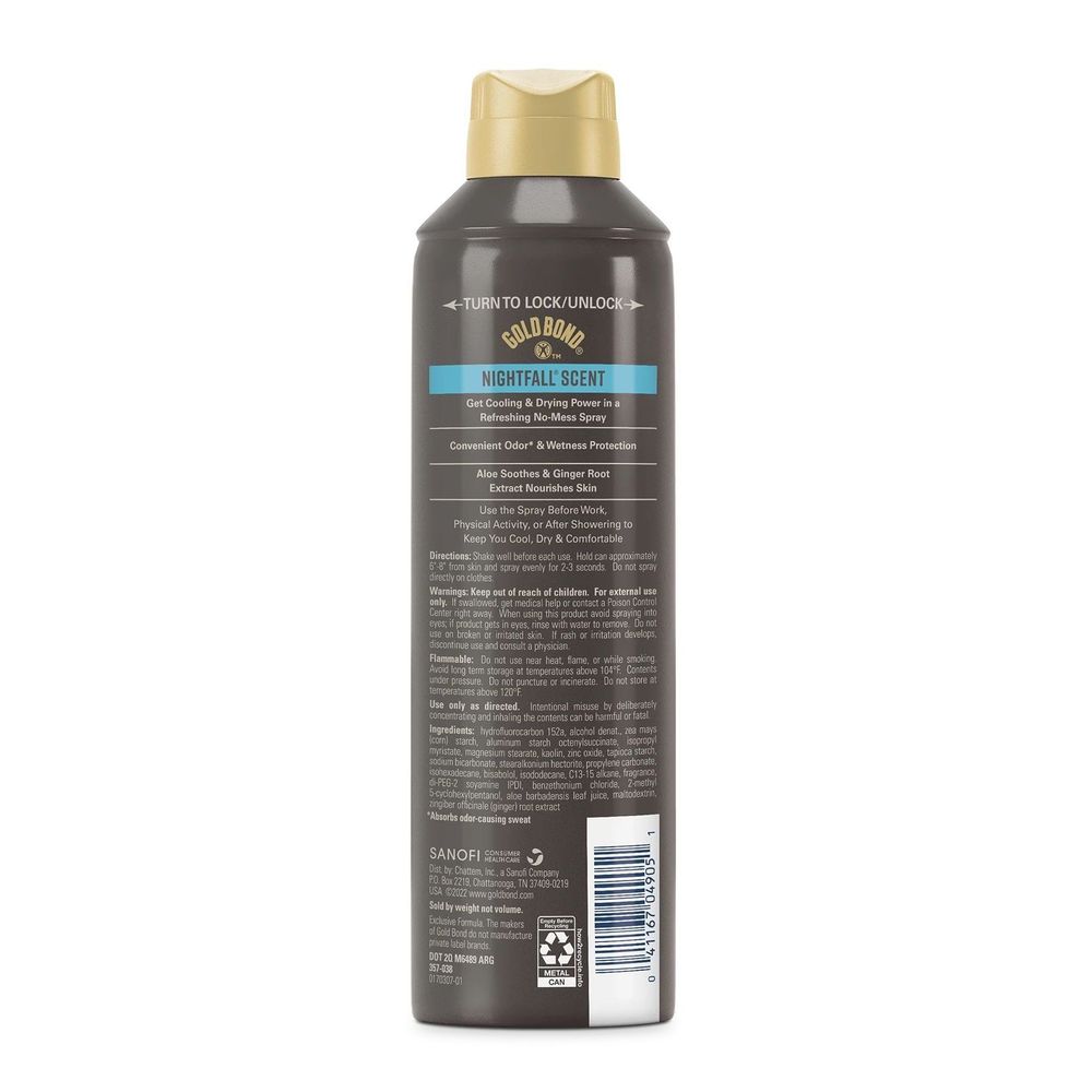 Gold Bond Mens Essentials Nightfall Scent Body Powder Spray, 7 Ounce -- 12 Per Case