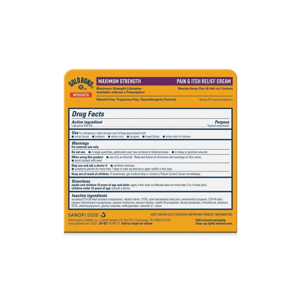 Gold Bond Medicated Maximum Strength Pain And Itch Relief Cream, 1.75 Ounce -- 12 Per Case