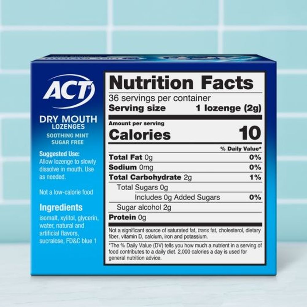 Act Soothing Mint Dry Mouth Lozenges With Xylitol, 36 Count -- 24 Per Case
