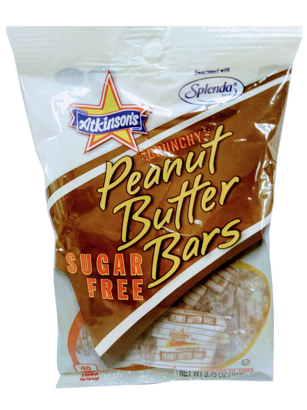 Atkinson Crunchy Sugar Free Peanut Butter Bars Candy, 3.75 Ounce -- 12 Per Case