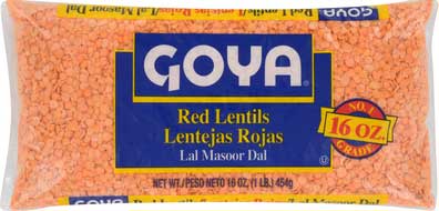 Goya Dry Red Lentils - 16 oz. bag, 24 bags per case