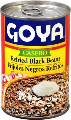 Goya Casero Refried Black Beans Case