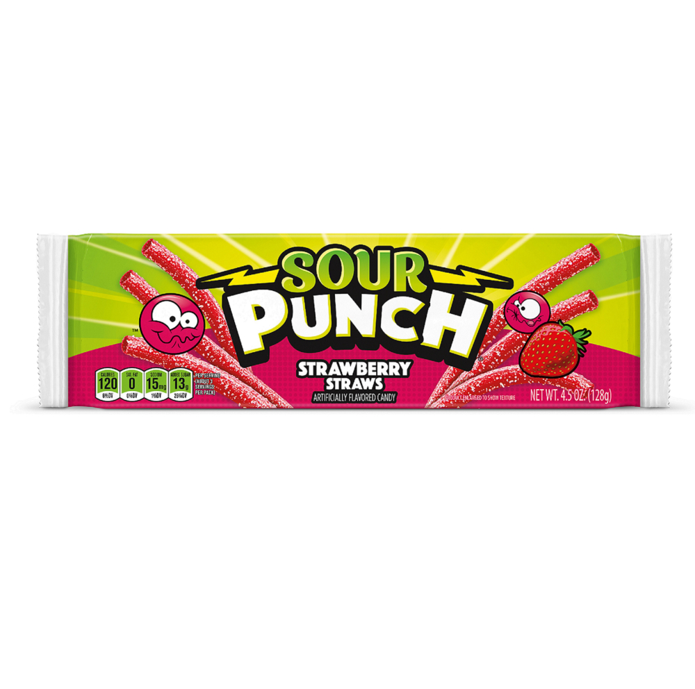 Sour Punch King Size Strawberry Straw Candy, 4.5 Ounce -- 24 Per Case