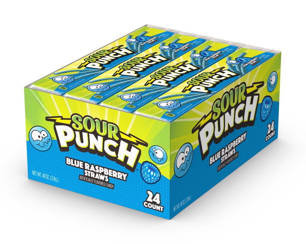 Sour Punch Blue Raspberry Straw Candy -- 288 Per Case