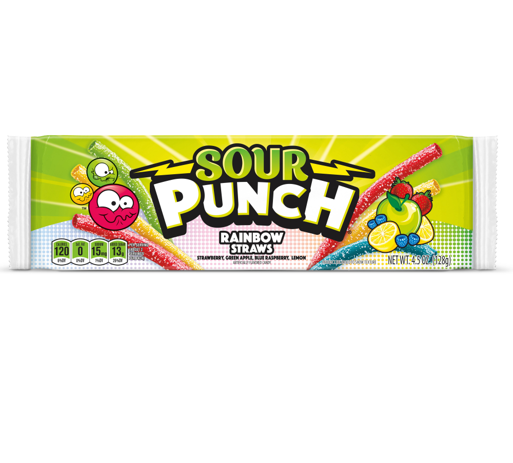 Sour Punch Straws Rainbow Sugar Candy, 4.5 Ounce -- 24 Per Case
