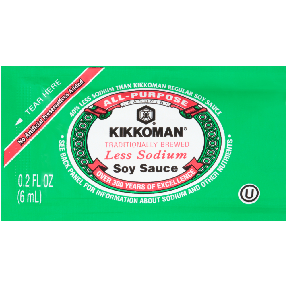 Kikkoman Less Sodium Preservative Free Soy Sauce, 6 Ml Packet -- 500 Per Case