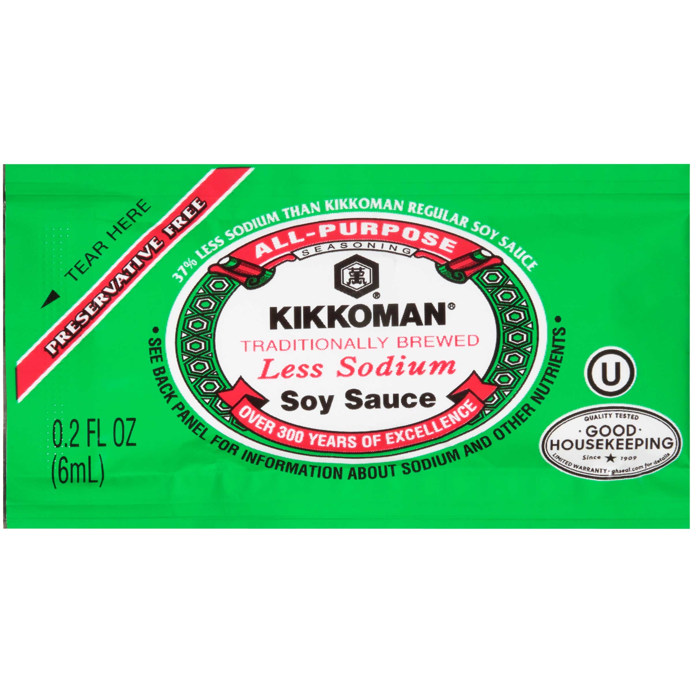 Kikkoman Less Sodium Preservative Free Soy Sauce Packet, 6 Ml -- 200 Per Case