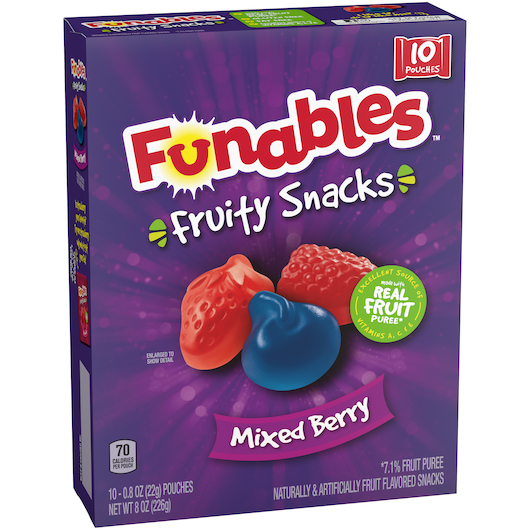 Fruity Snacks Funables Mixed Berry Fruit Flavored Snacks, 8 Ounce -- 8 Per Case