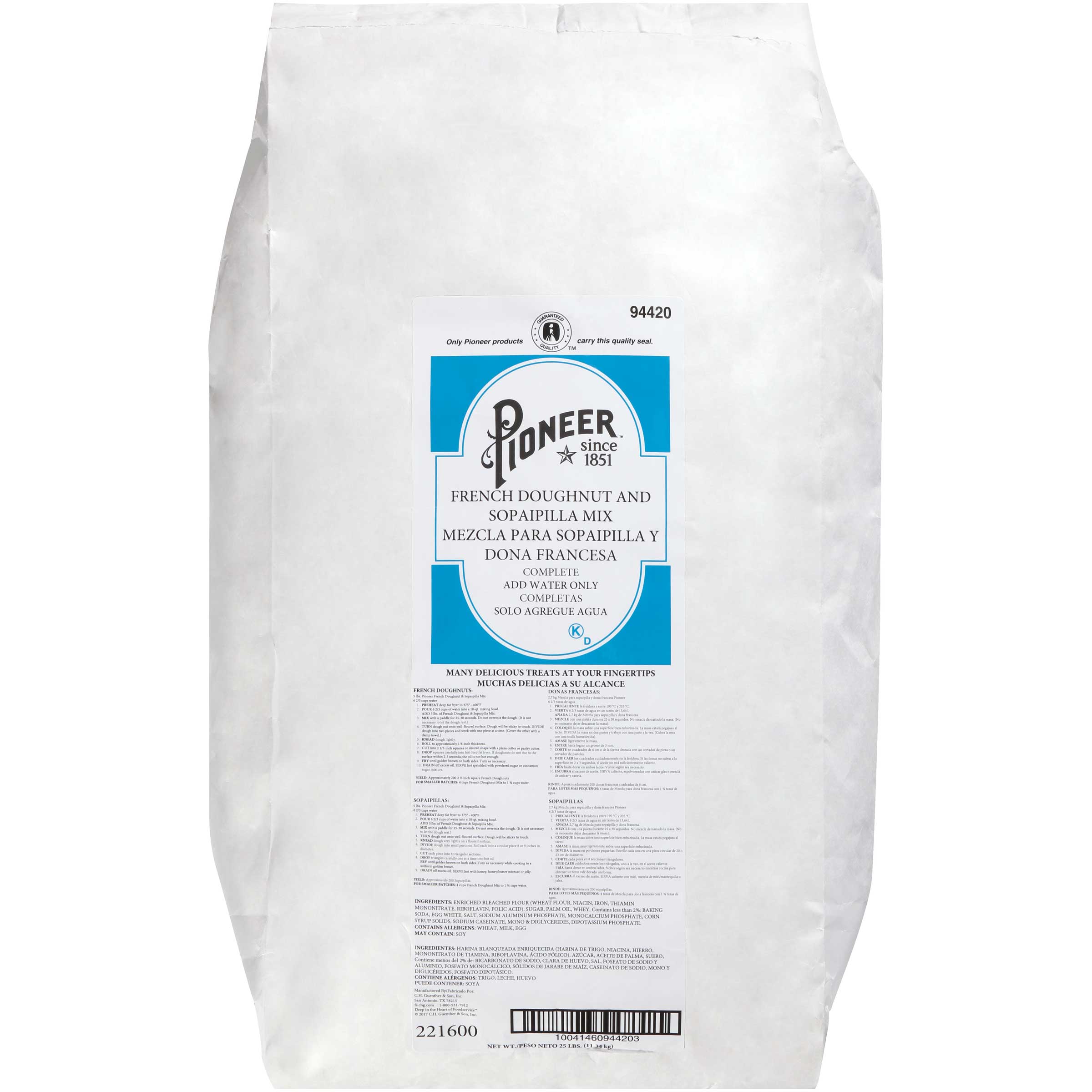 Pioneer French Doughnut And Sopapilla Mix, 25 Pound