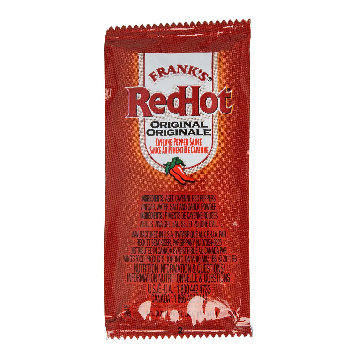 Franks RedHot Original Hot Sauce, 7 Gram Packet -- 200 per case.