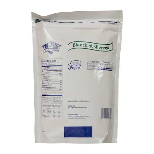 Blue Diamond Blanched Slivered Almonds, 2 Pound -- 4 per case