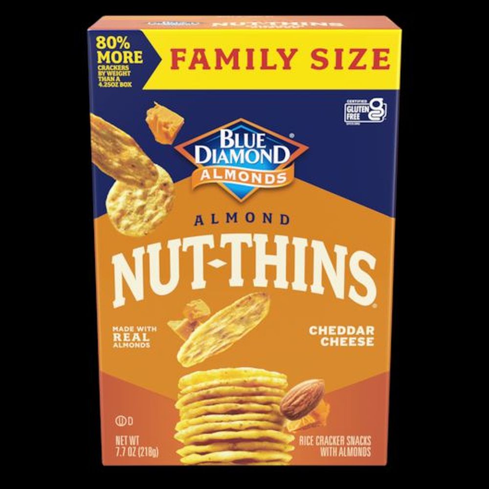 Blue Diamond NutThins Family Size Almonds Cheddar Cheese Rice Crackers Snacks, 7.7 Ounce 6
