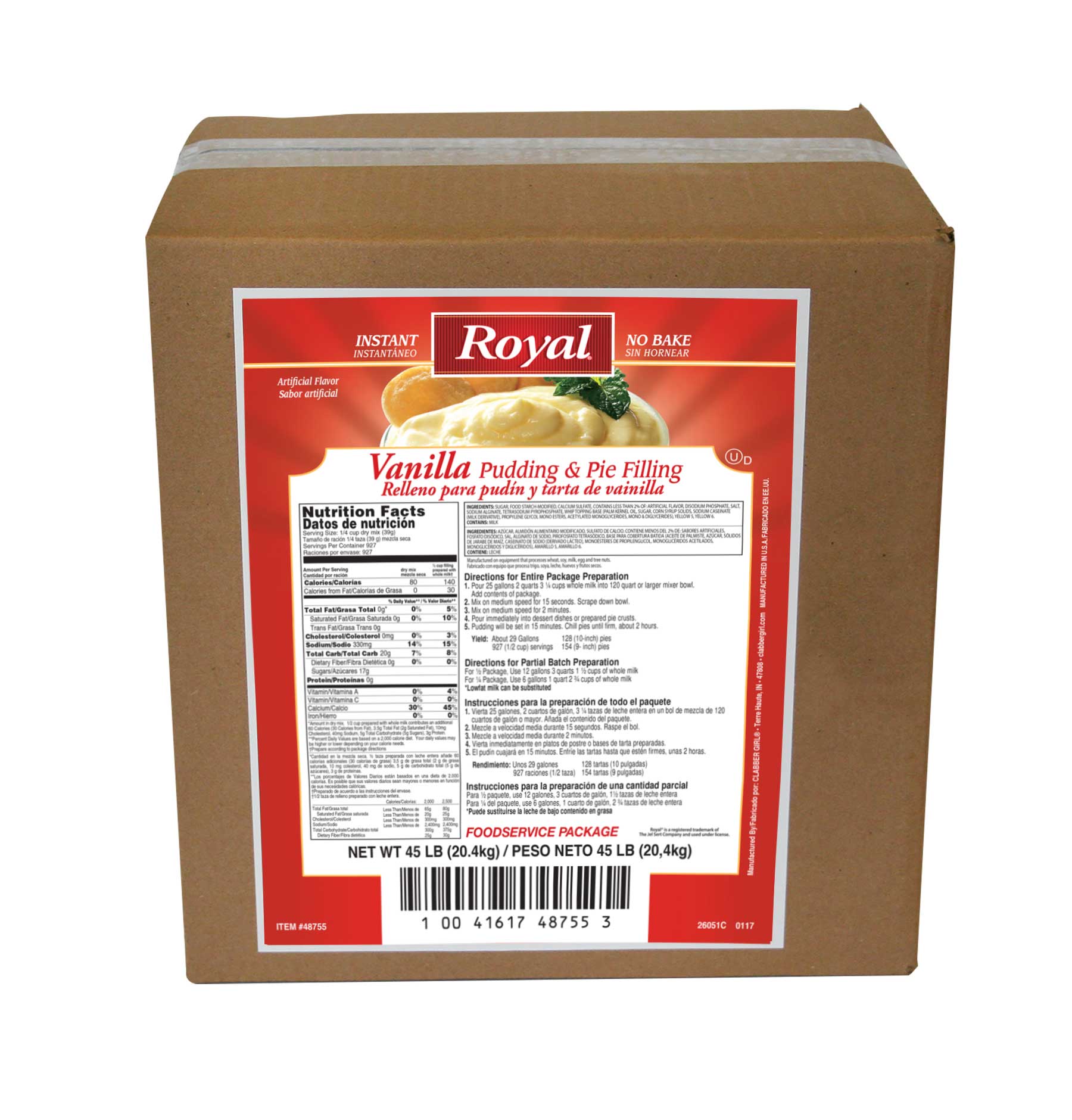 Royal Instant Vanilla Pudding Mix, 45 Pound