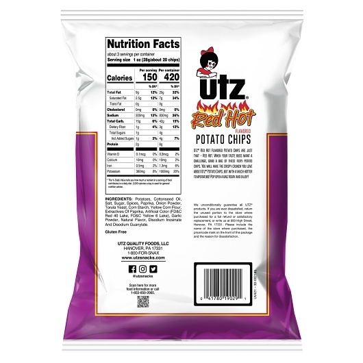 Utz Red Hot Potato Chips Case | FoodServiceDirect