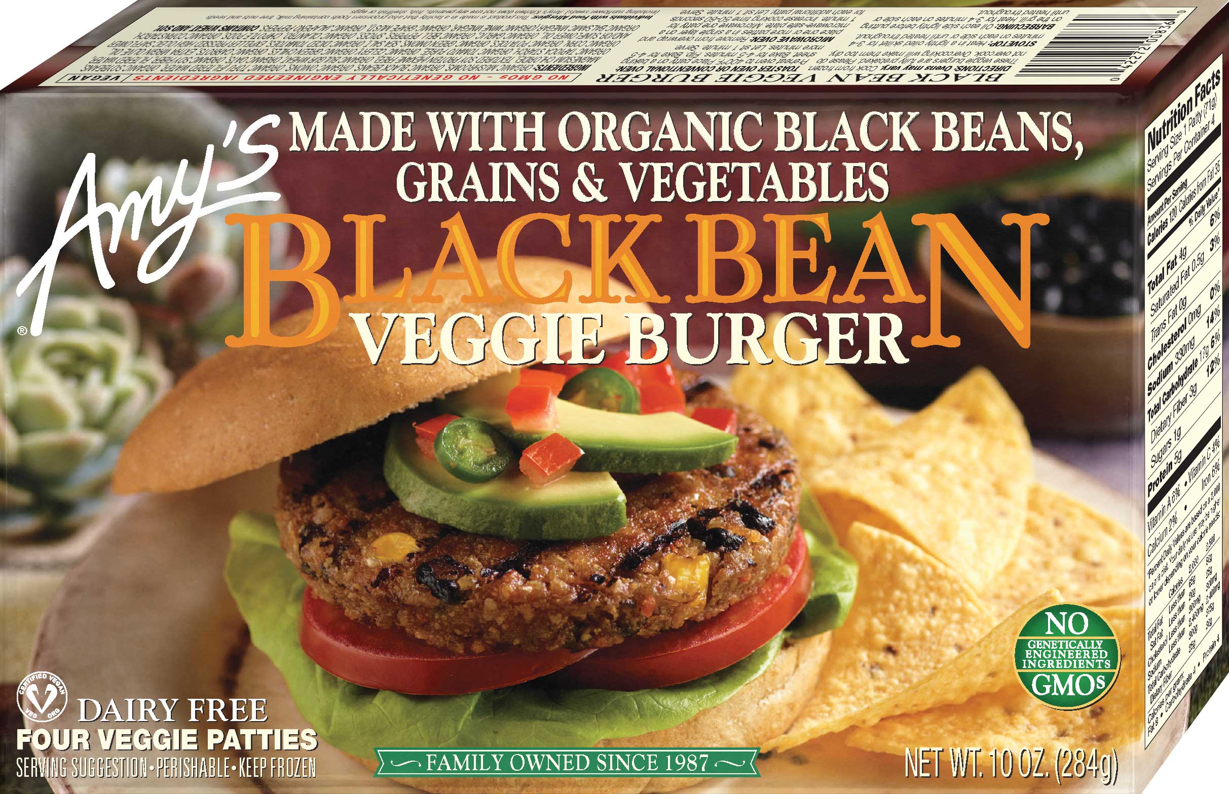 Amys Black Bean Veggie Burger, 10 Ounce -- 12 per case.