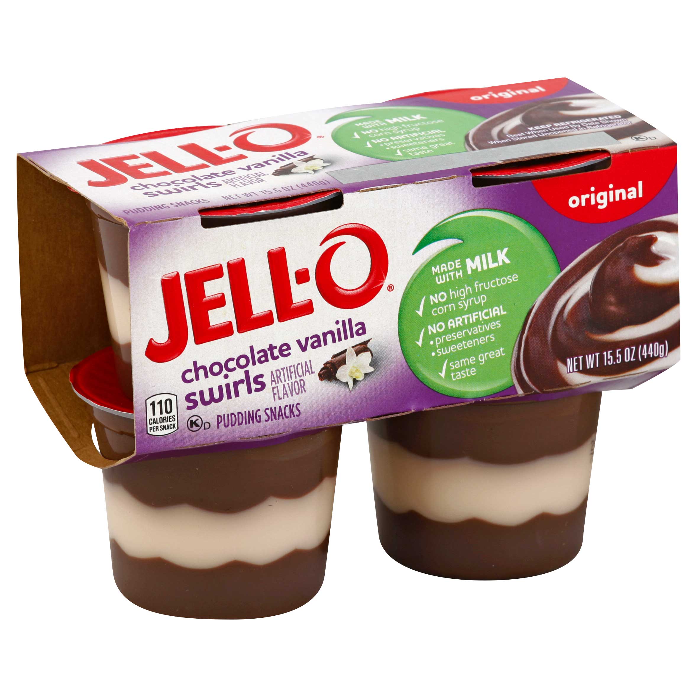 Jell O Chocolate Vanilla Swirls Pudding Dessert, 3.88 ounce -- 24
