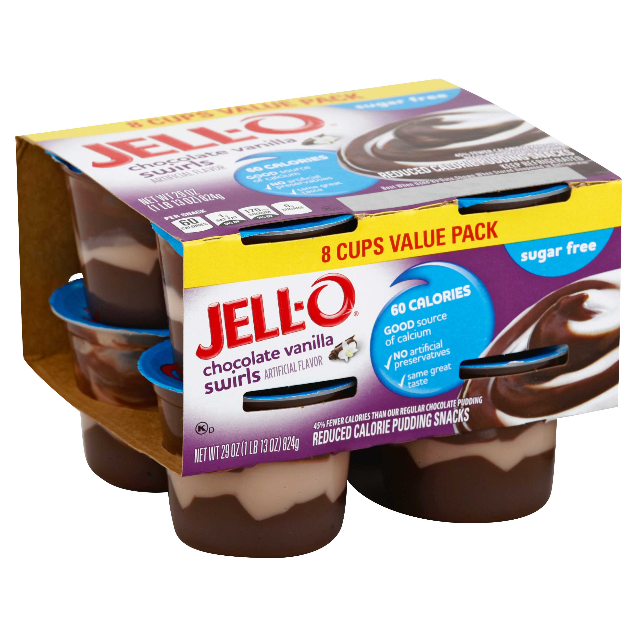 Jell O Sugar Free Chocolate Vanilla Swirls Pudding Dessert, 1.812
