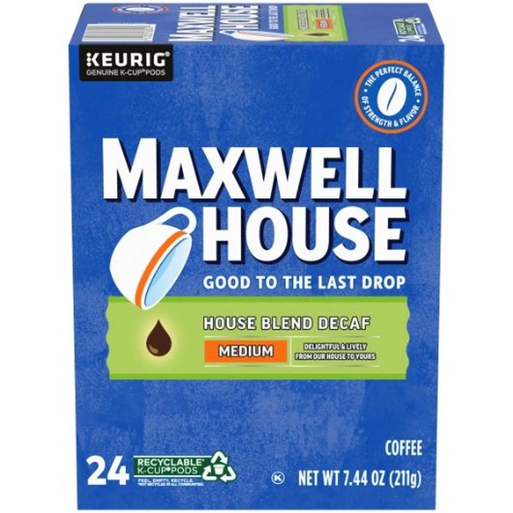 Maxwell House House Blend Decaf K-cup Coffee Pod, 24 Count -- 4 Per Case