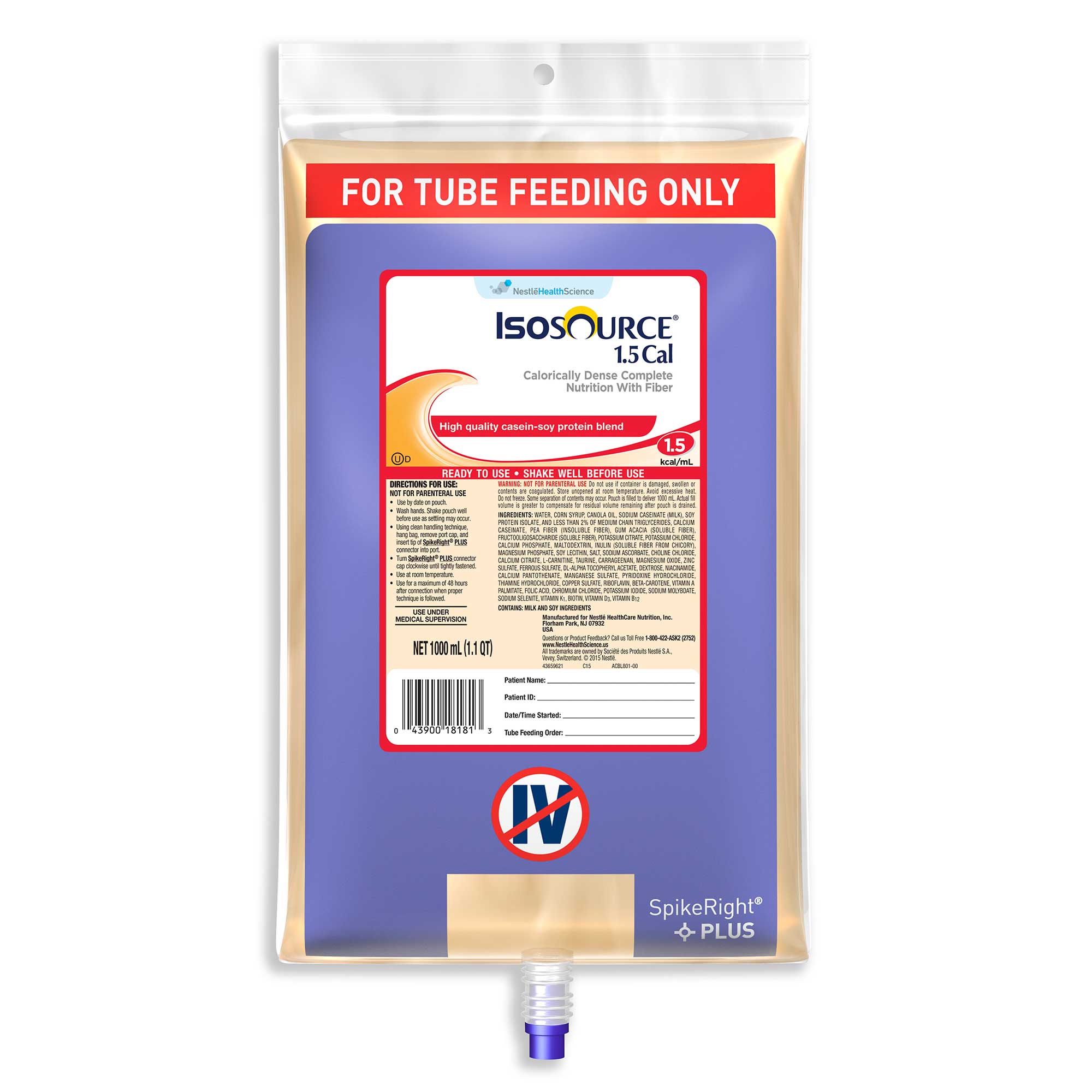 Isosource 1.5 Cal High-calorie, High-nitrogen Complete Liquid Formula, 1000 Ml -- 6 Per Case