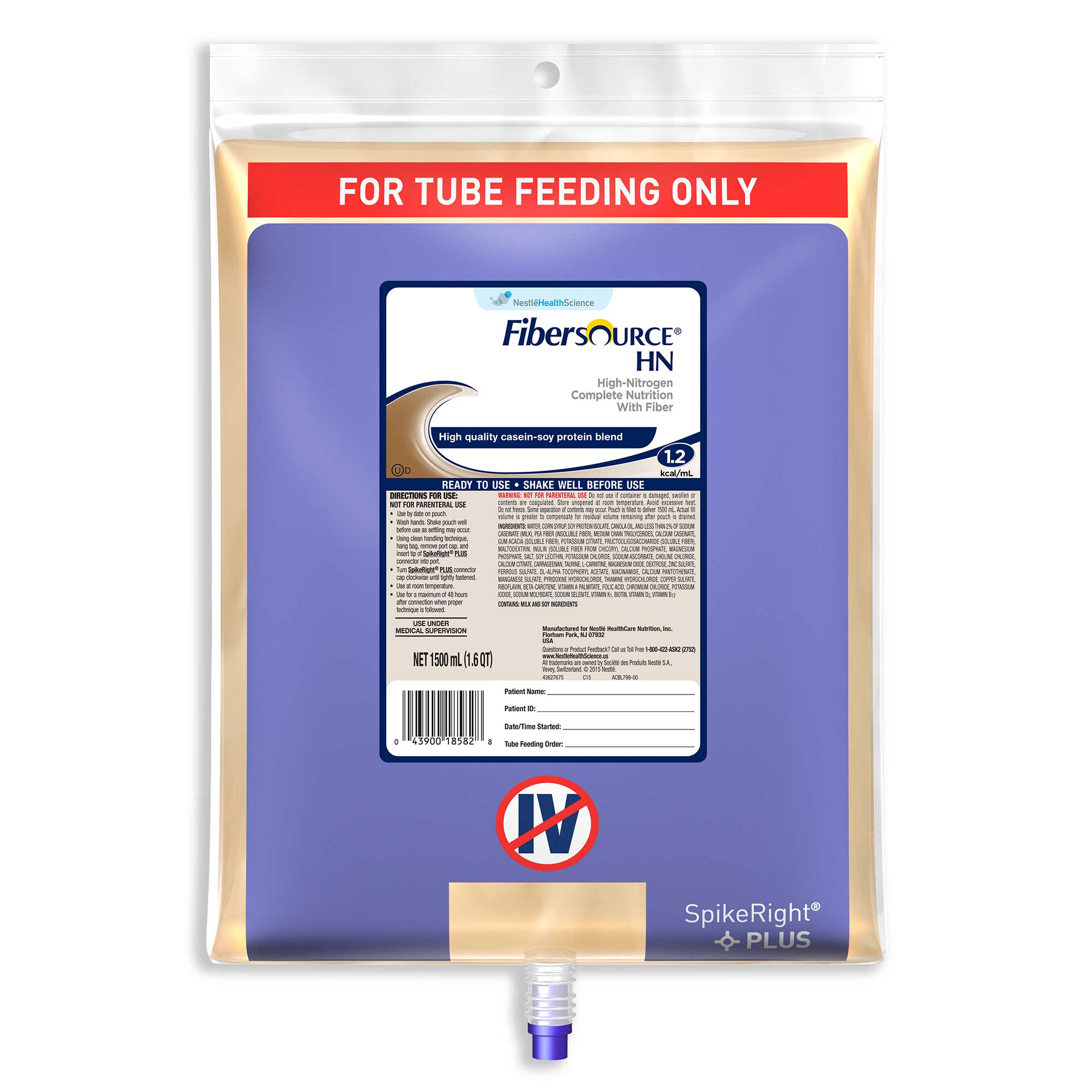 Fibersource Hn Spikeright Plus Ultrapak Malnutrition Tube Feeding, 50.7 Fluid Ounce -- 4 Per Case