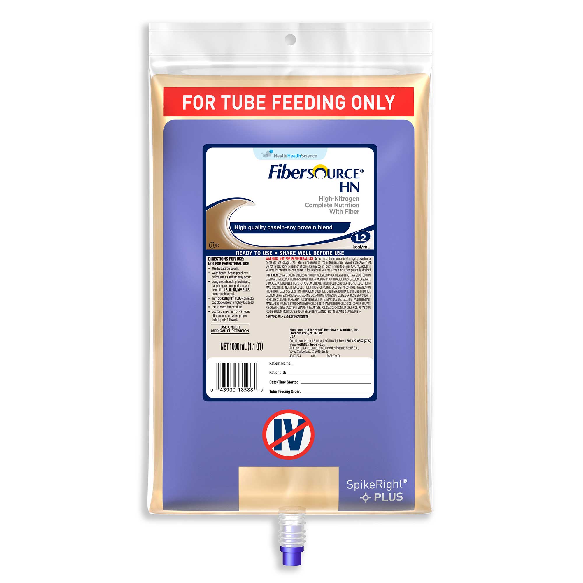 Fibersource Hn Nutritionally Complete Liquid Formula Supplement, Spikeright, 1000 Ml -- 6 Per Case