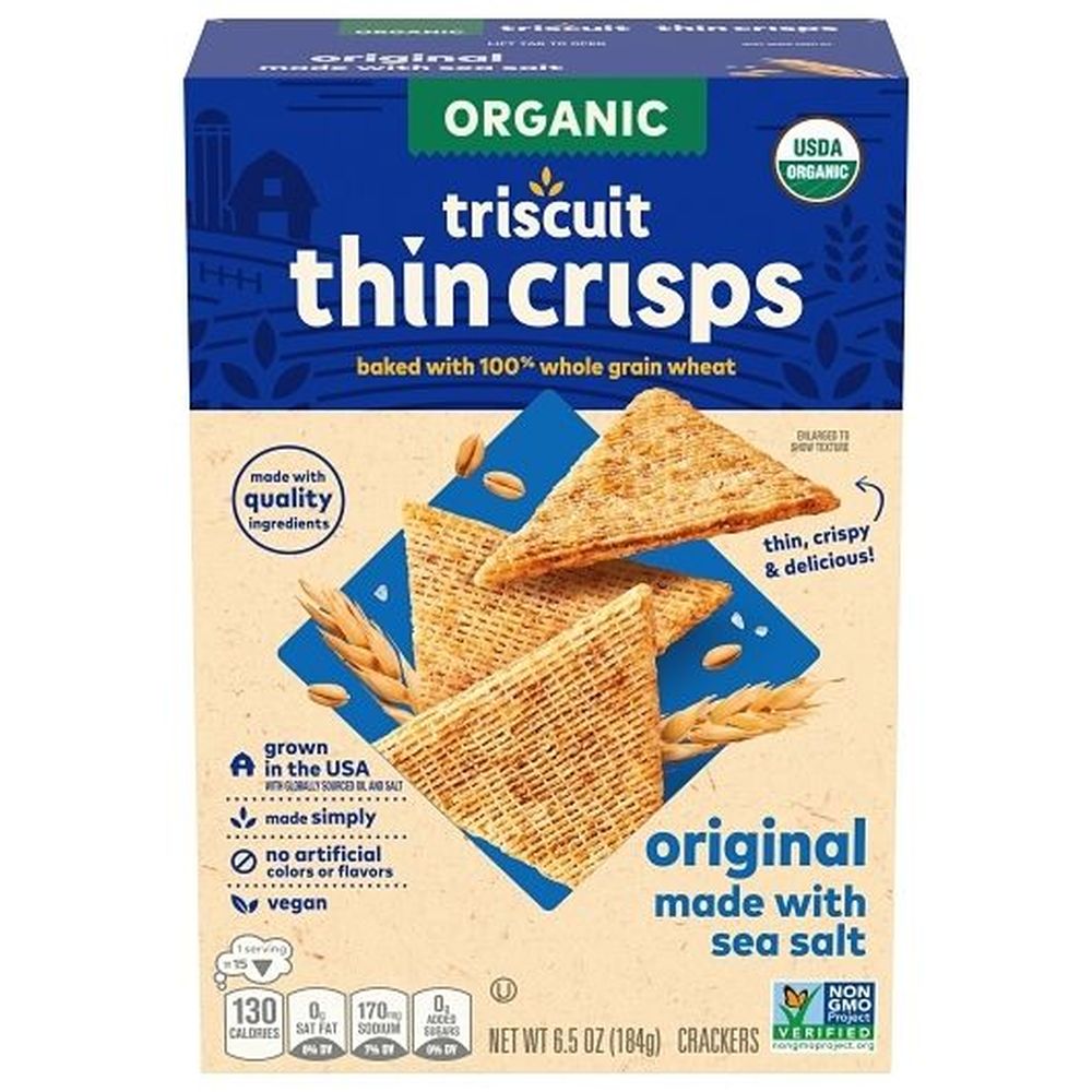 Triscuit Organic Original Thin Crisps Whole Grain Wheat Cracker, 6.5 Ounce -- 6 Per Case