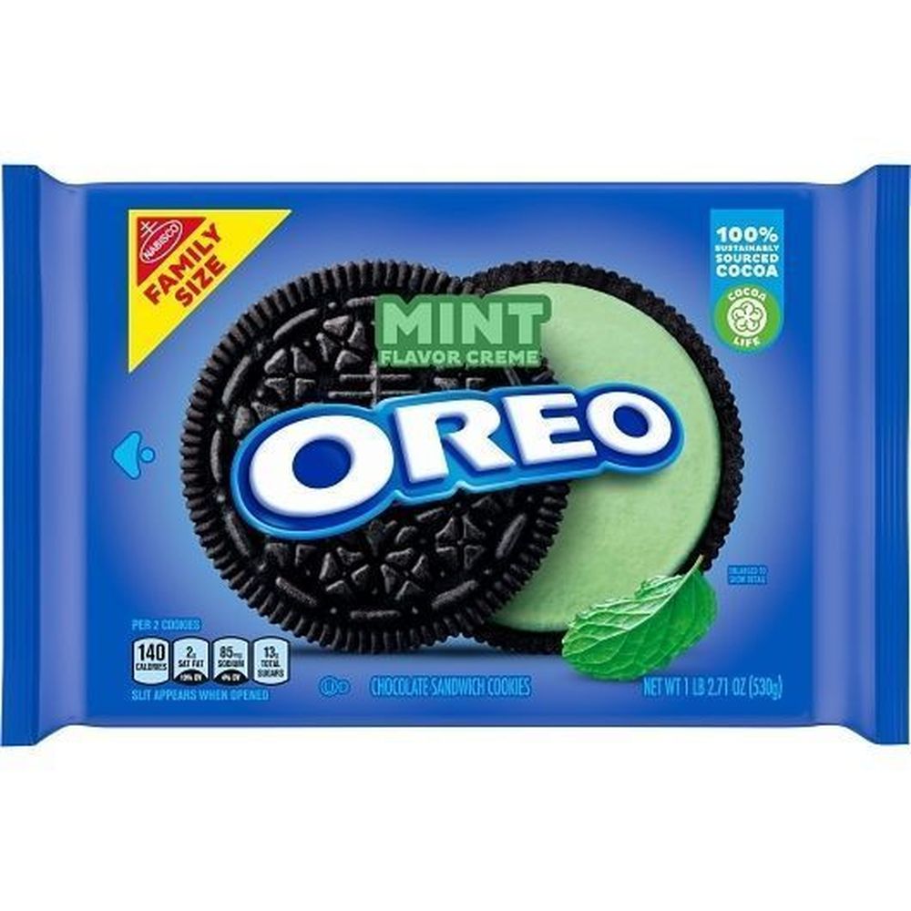 Oreo Double Stuf Mint Creme Cookies, 18.71 Ounce -- 12 Per Case